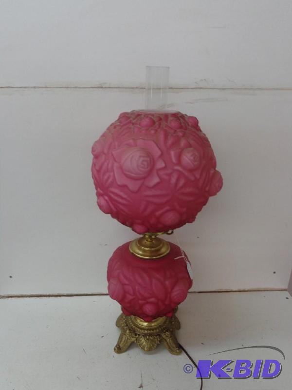 lot 18 image: Antique Victorian Light Ruby Red Satin Rose P...