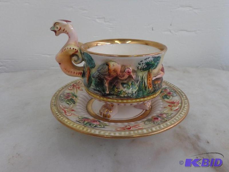 lot 2 image: Vintage Campodimonte&nbspSaucer And Cup Cup ...