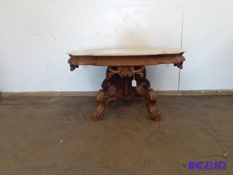 lot 25 image: Cut Marble Top Table  Intricate&nbspwoo...