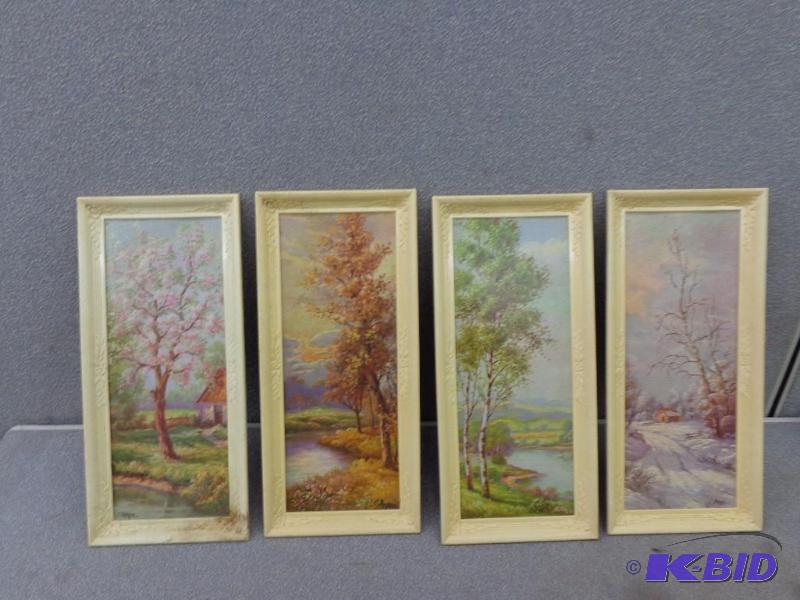 lot 48 image: 4 Seasons Paintings by C. Regan Plastic Frame...