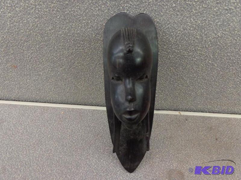 lot 49 image: African Facial Profile Carving Carved Wood So...