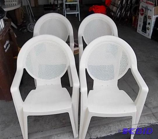 Set Of 4-Plastic Stackable Patio Chairs...