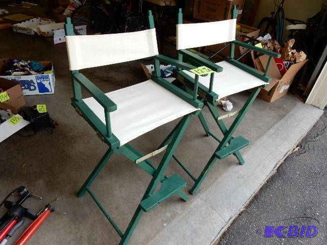 2 Wood and Canvas Directors Chairs