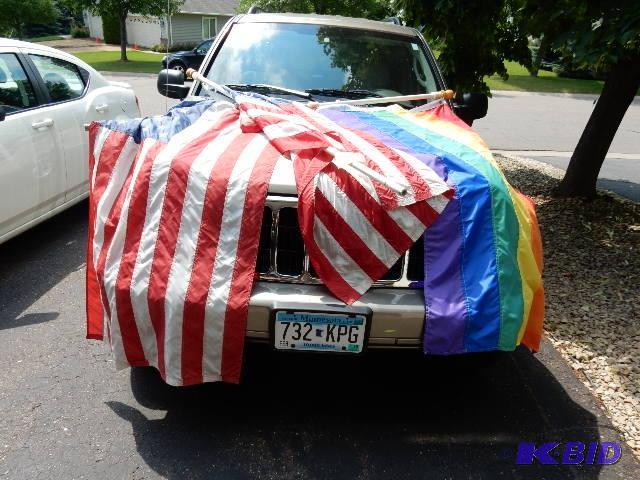 American and Rainbow Flags