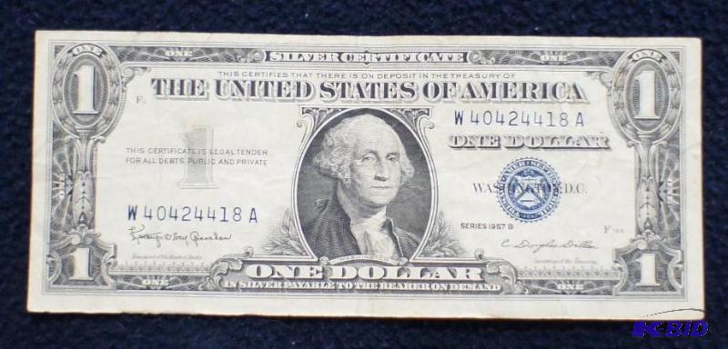 lot 13 image: Series &quot1957 B" Silver Certificate ...