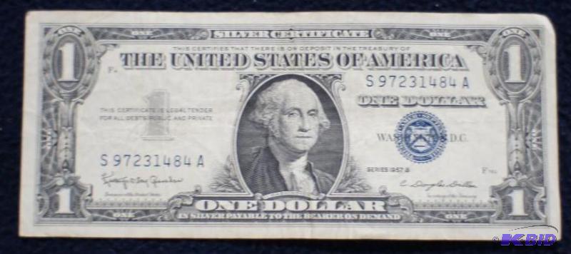 lot 14 image: Series &quot1957 B" Silver Certificate ...