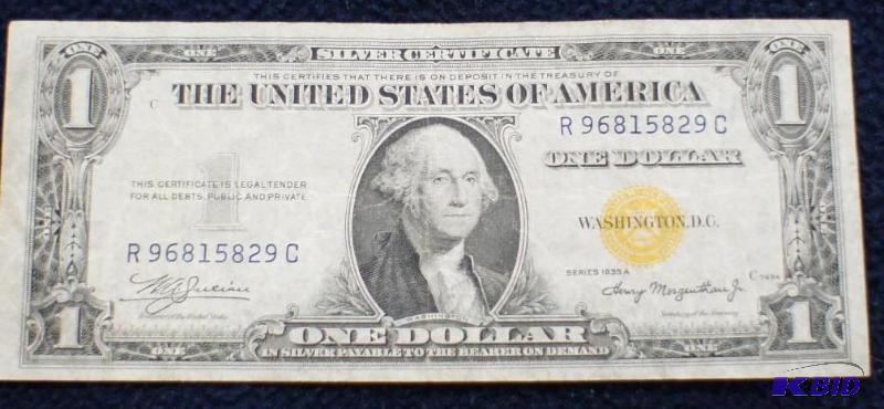lot 2 image: Series &quot1935A" $1 One Dollar Yellow...