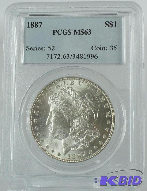 lot 23 image: &quot1887" Morgan Silver Dollar  PCGS ...