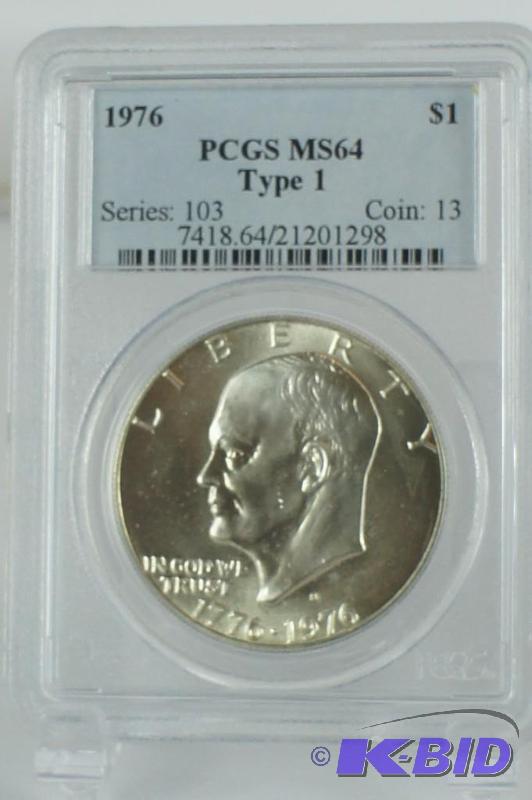 lot 28 image: &quot1976" Silver $1 Silver Ike Eisenho...