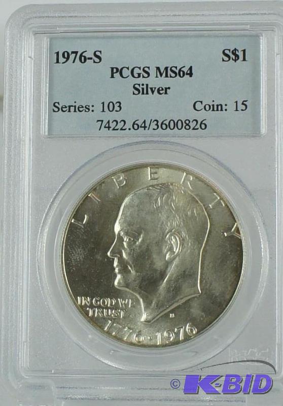 lot 29 image: &quot1976" Silver $1 Silver Ike Eisenho...