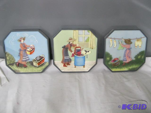 lot 66 image: 3 Ceramic Wall plaques