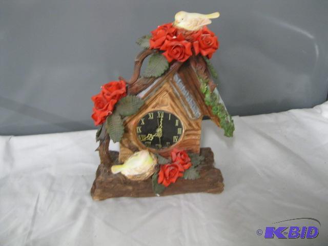 lot 92 image: Ceramic Bird House Clock