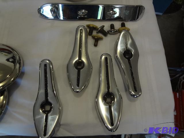 lot 113 image: (4) 1934 Ford Bumper Guards, (6) Chrome Oval ...