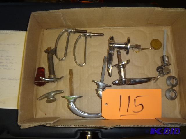 lot 115 image: (6) Early Ford Door Handles, Lock, 1933 Key F...