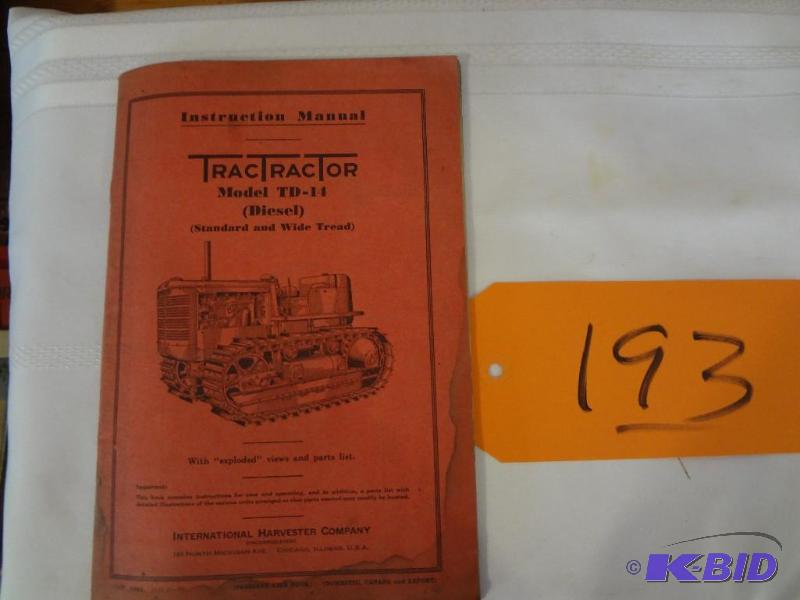 lot 193 image: IH TD-14 Crawler Manual...