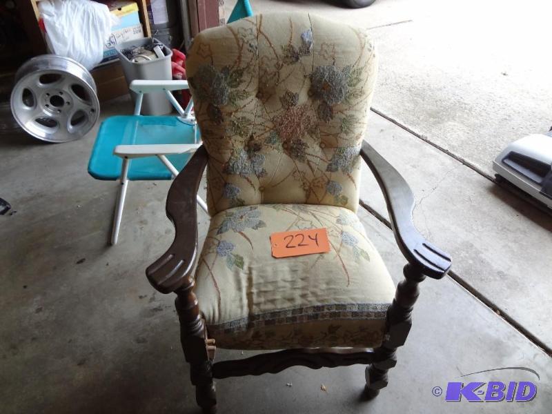lot 224 image: Chair, needs work, we thought it nice enough ...