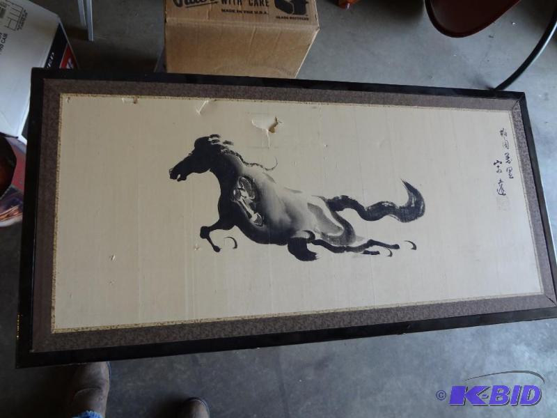 lot 230 image: Chinese print, a new three frame wall piece...