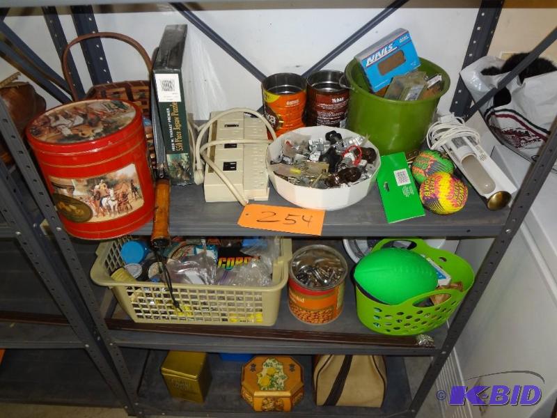 lot 254 image: (3) Shelves of hardware, you take all...