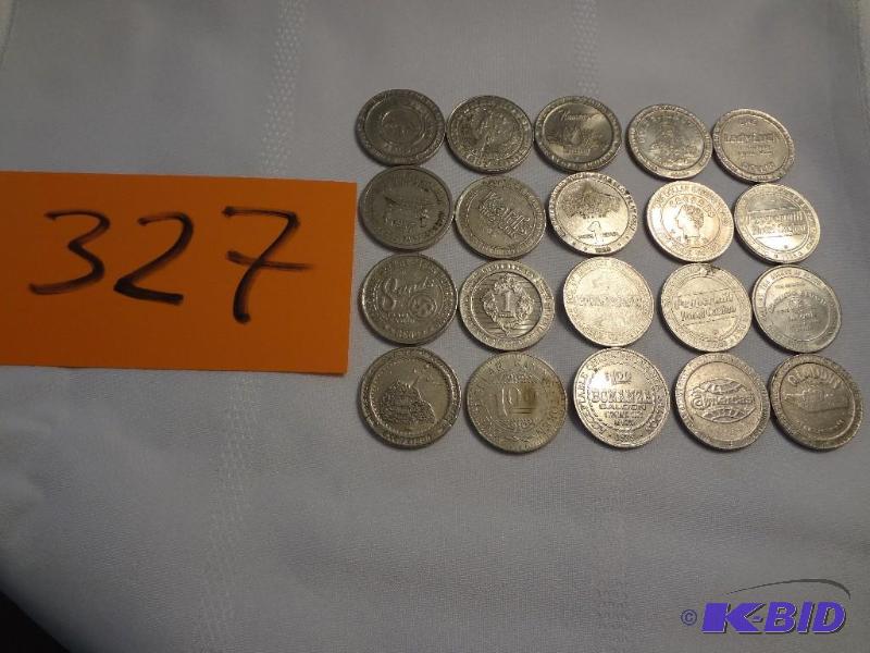 lot 327 image: (20) $1.00 Gaming Tokens from various Venues...