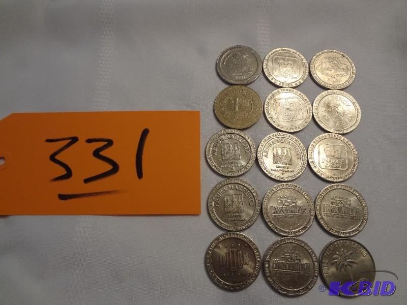 lot 331 image: (15) $1.00 Collectable Gaming Tokens from Ven...
