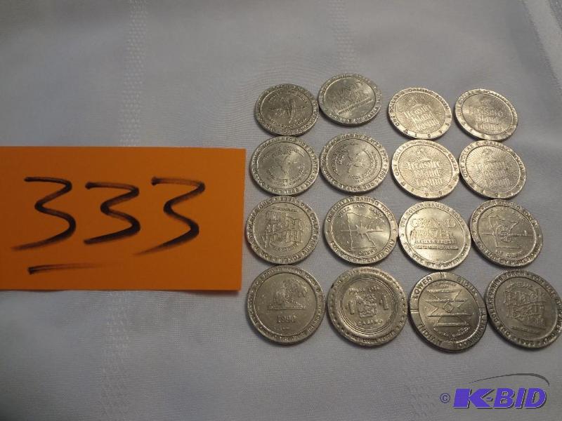lot 333 image: (16) $1.00 Collectable Gaming Tokens all from...