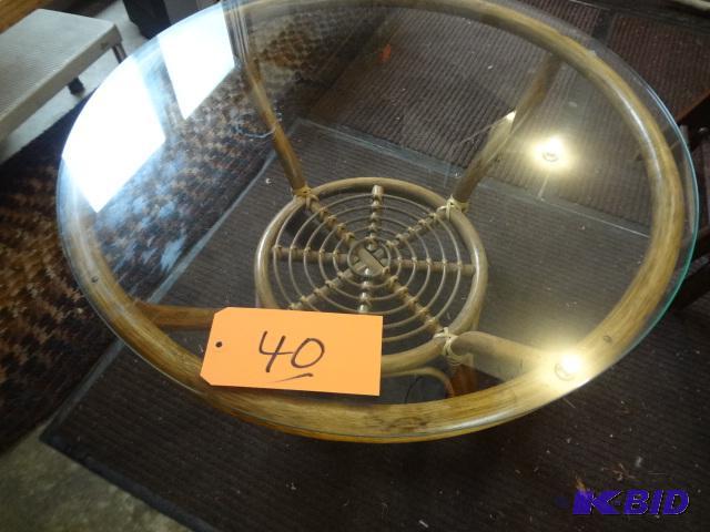 lot 40 image: Round Glass Top Table...