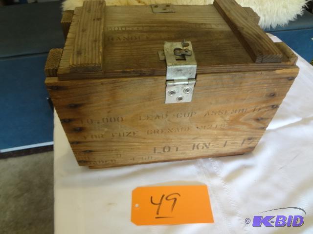 lot 49 image: Wooden Grenade Fuse Box...