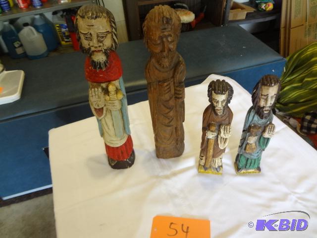 lot 54 image: Wooden Figures, very unusual, hand carved, we...