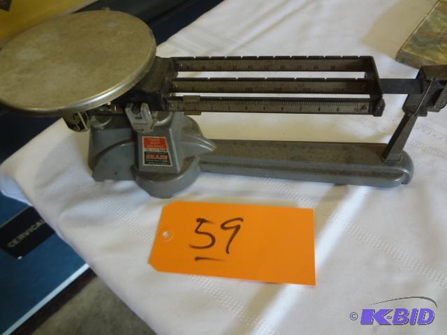 lot 59 image: Triple Beam Balance, missing one small fulcru...
