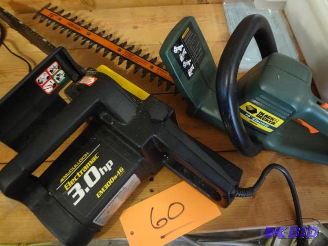 lot 60 image: Chain Saw and Trimmer, Electric...