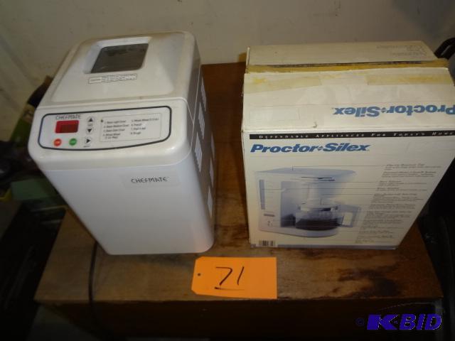lot 71 image: Bread Maker, Coffee Maker, Plastic picnic set...