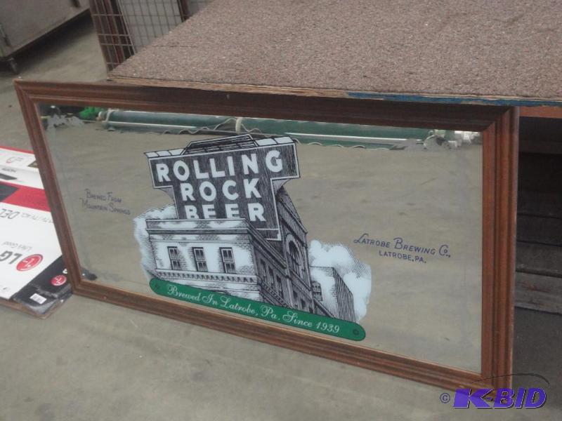 lot 106 image: Rolling Rock 6ft Mirrored Sign...