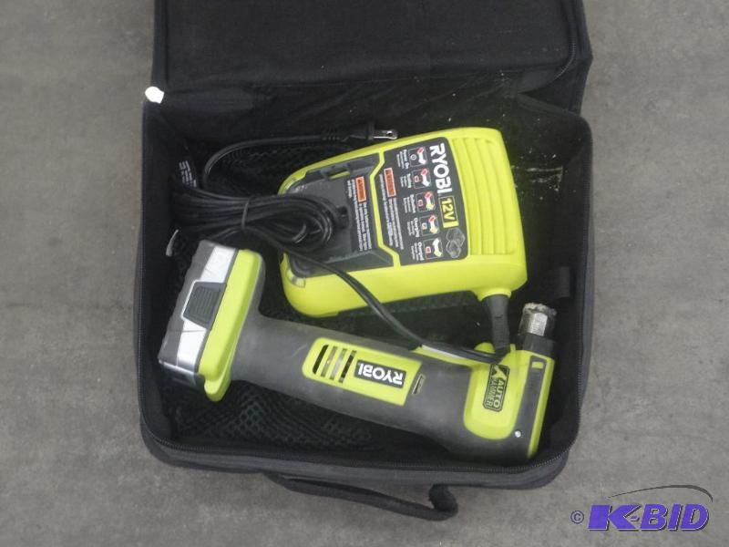 lot 112 image: Ryobi 12Volt Auto Hammer Set...
