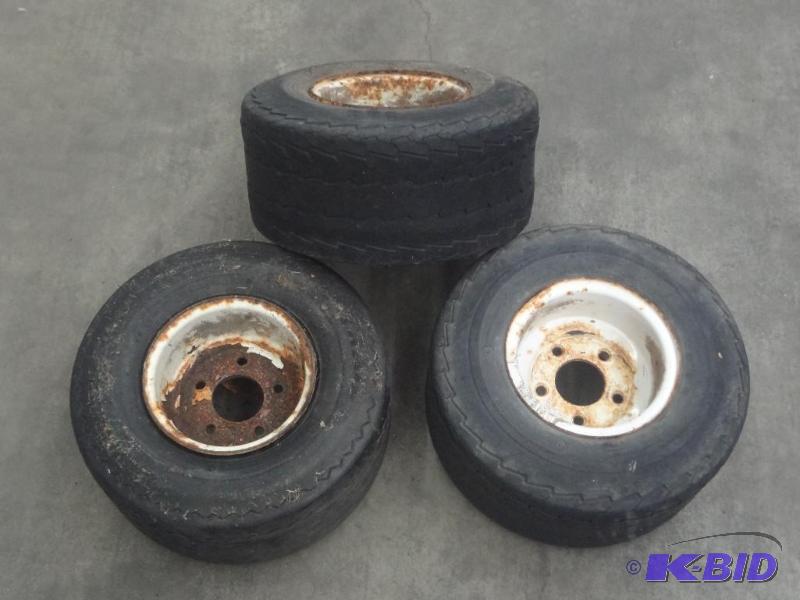 lot 119 image: (3) 5-Lug 18.5x8.5x8 Wheels & Tires...
