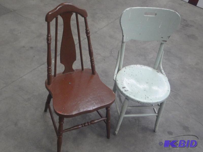 lot 52 image: (2) Antique Wooden Chairs...