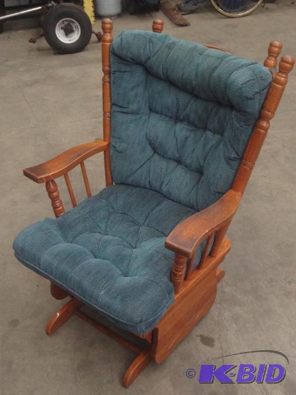 lot 59 image: Wood Framed Cushioned Rocker Chair...