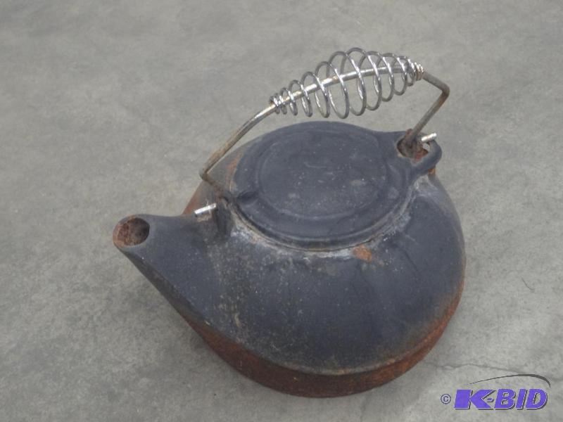 lot 73 image: Antique Cast Iron Tea Pot...