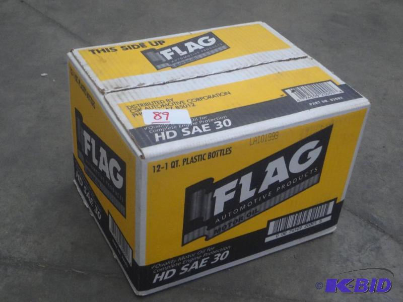 lot 89 image: (12) Quarts Of Flag SAE-30 Motor Oil...