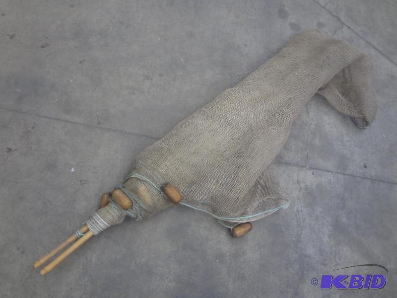 lot 96 image: Wood-Handled Minnow Net With Wooden Floats...