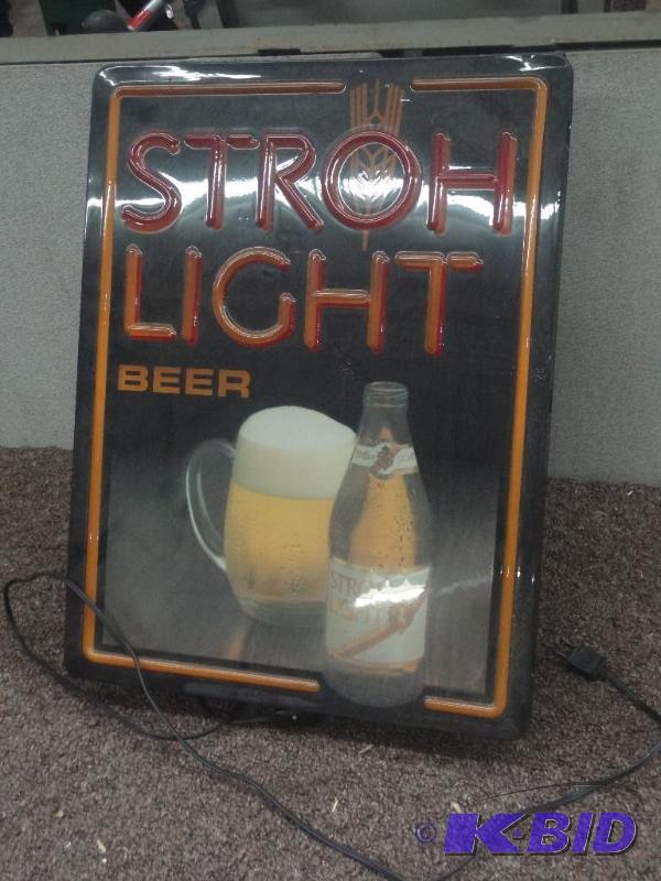 lot 99 image: Stroh Light Beer Sign (Lighted)...