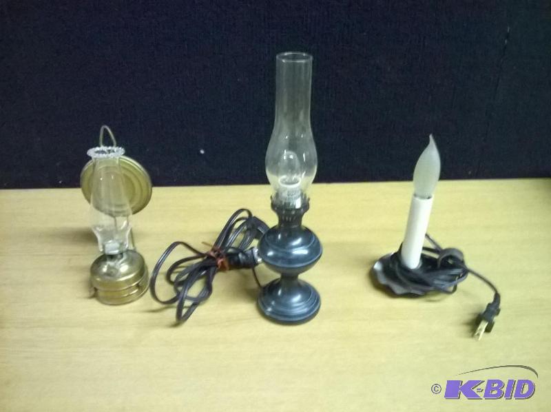 Small lamps, lot of 3, 1 is kerosene...