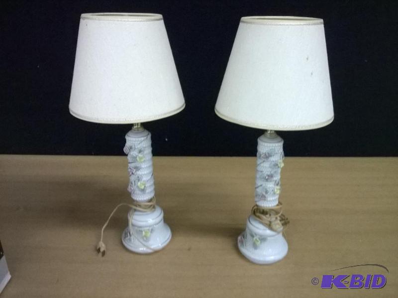 Vintage or Antique Floral Table Lamps, Lot of...