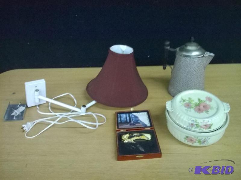 Lot of Wall-mount Lamp, Casserole Dish, Coffe...