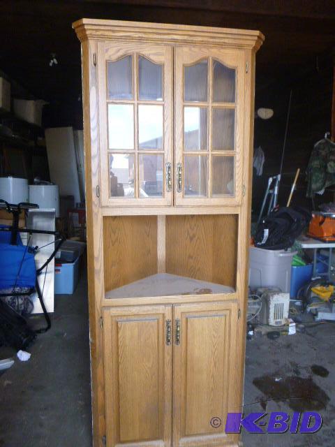 Dark Oak Corner Hutch 85 12&quot H X 33&quo...