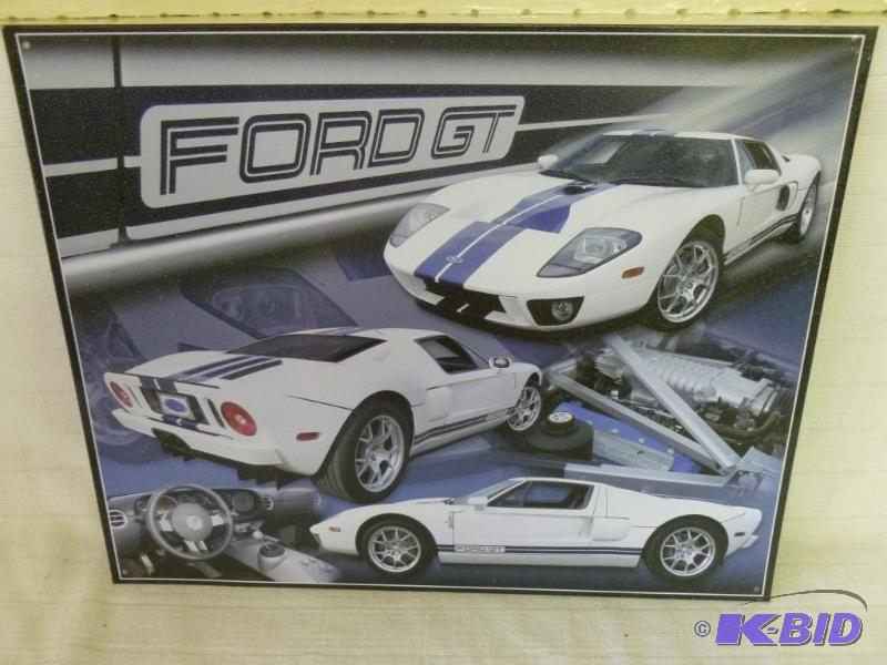 lot 100 image: Ford GT metal sign that measures 12" x 1...
