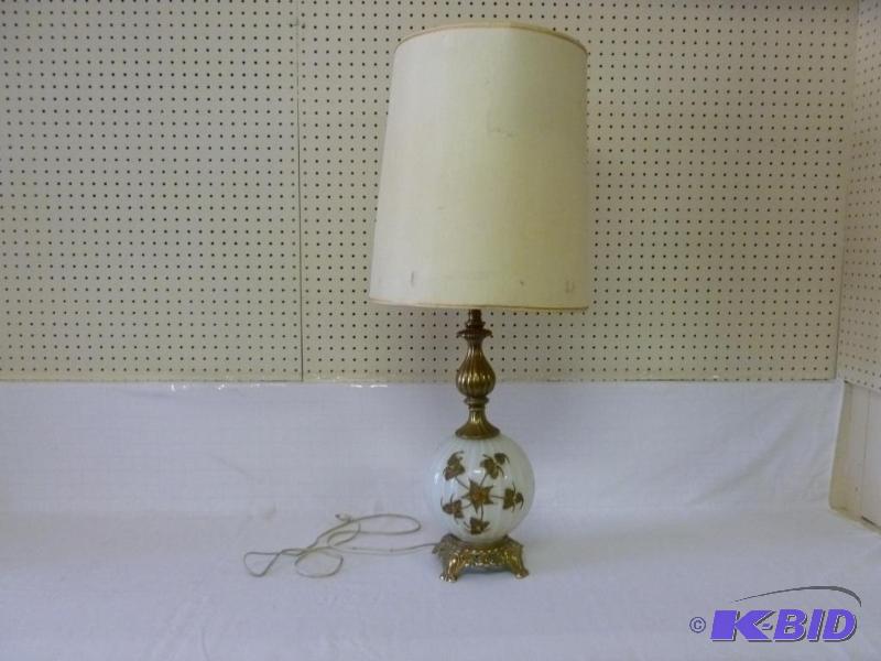 lot 11 image: Large vintage cast brass bodied and glass lam...