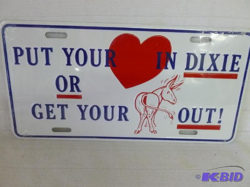 lot 110 image: Collectible embossed metal license plate sign...