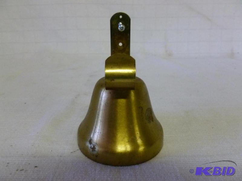 lot 151 image: Vintage wall mount brass dinner bell, measure...