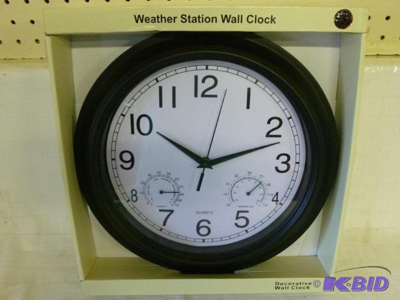 lot 175 image: Large weather station wall clock, measures 13...