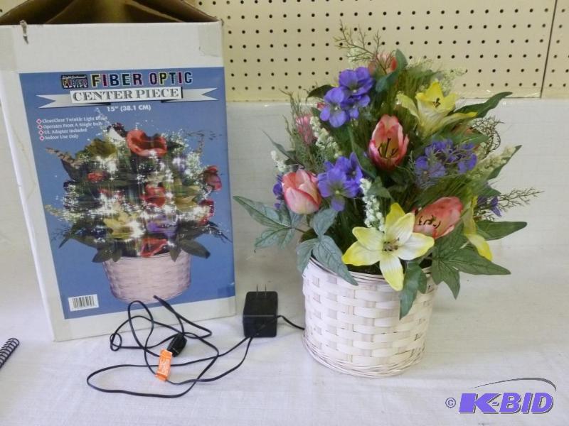 lot 202 image: Bradford fiber optic floral centerpiece, meas...